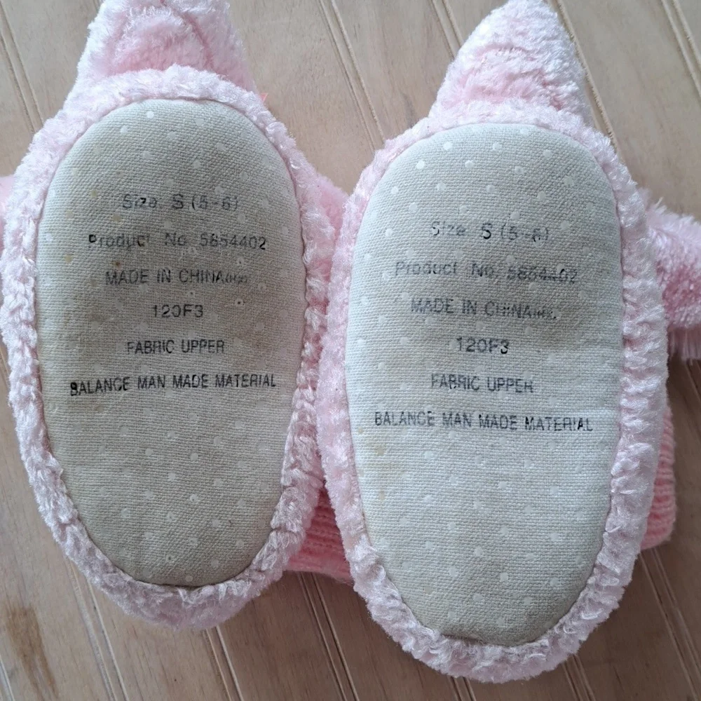 Adorable Pink Poodle Girl's Warm Sock Slippers Fun Playful Fluffy (Size 5-6)
